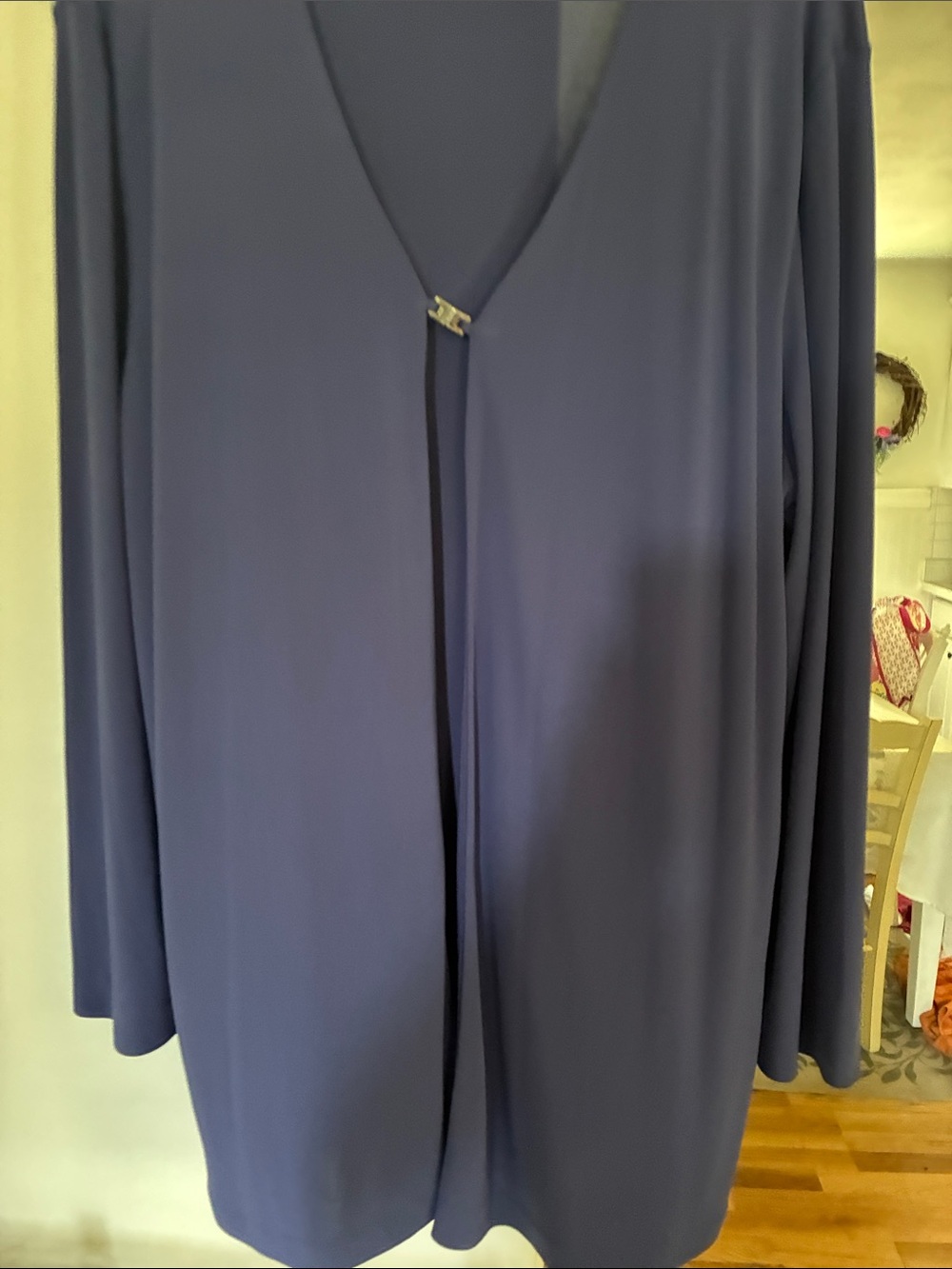 Women's Navy Blue Long Sleeve V-Neck Top by Valerie Steven’s XL